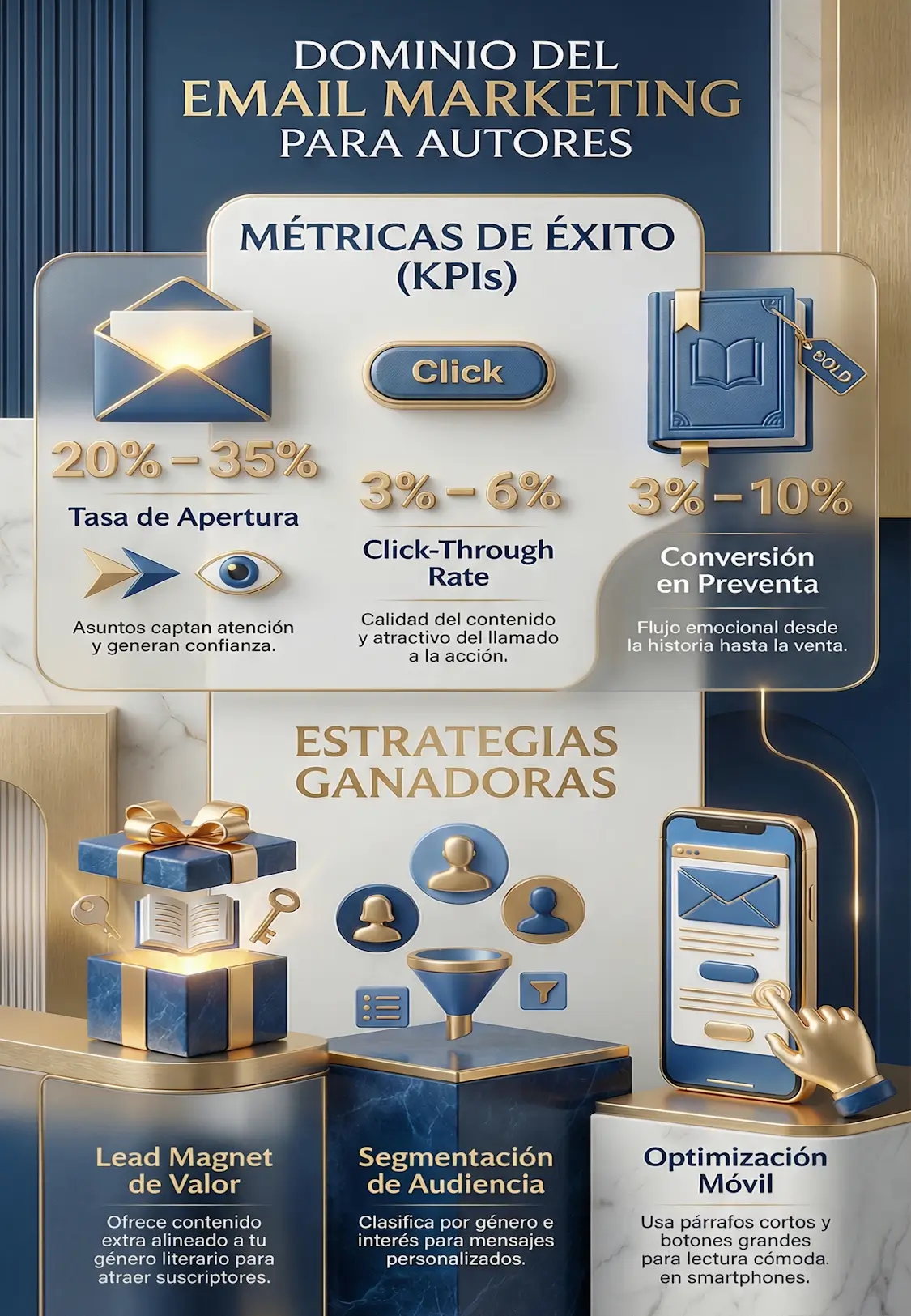 Estrategias y métricas de email marketing para autores