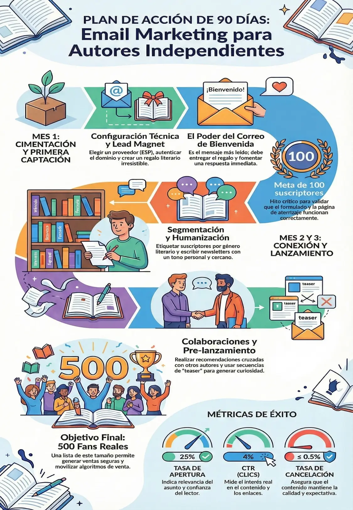 Estrategias y métricas de email marketing para autores