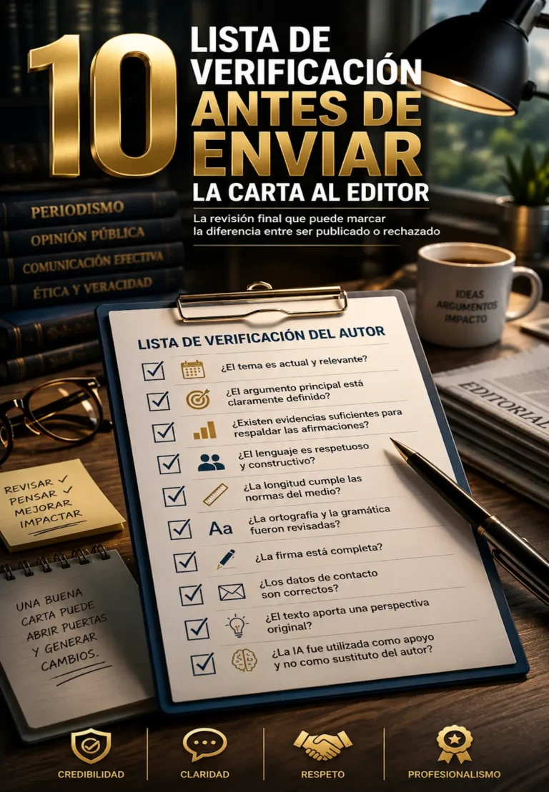 lista de verificación para cartas al editor