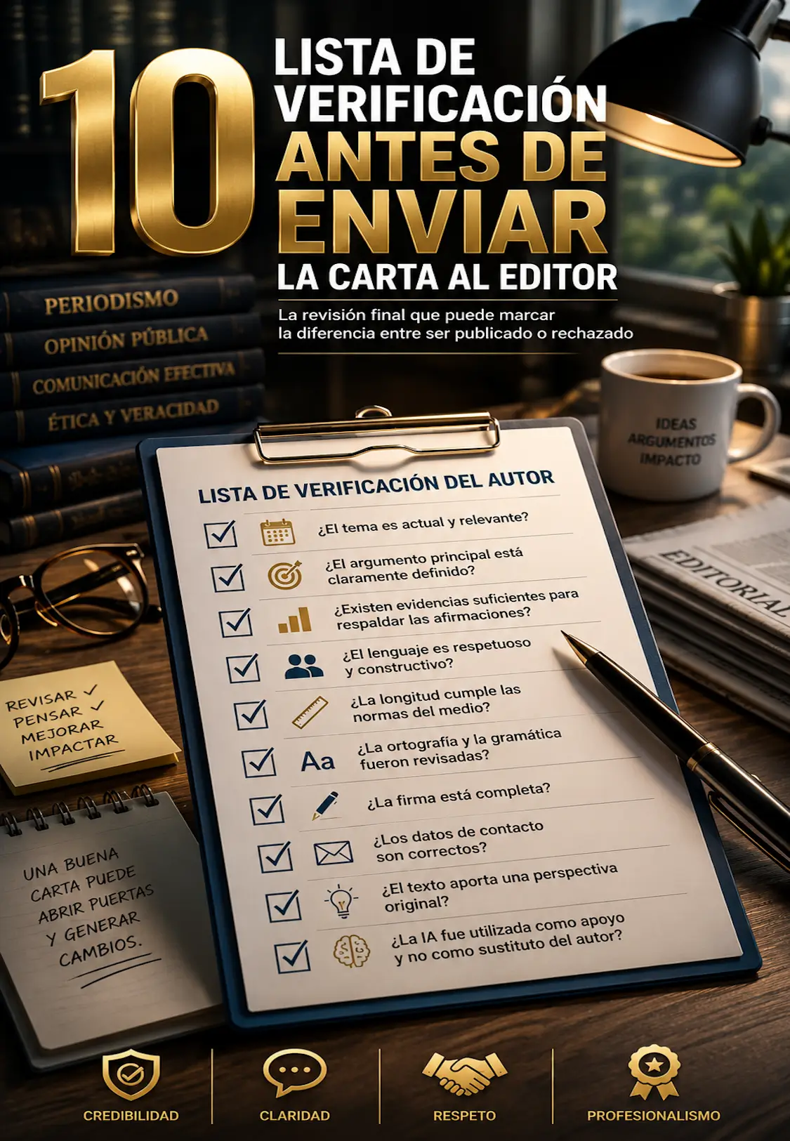 lista de verificación para cartas al editor